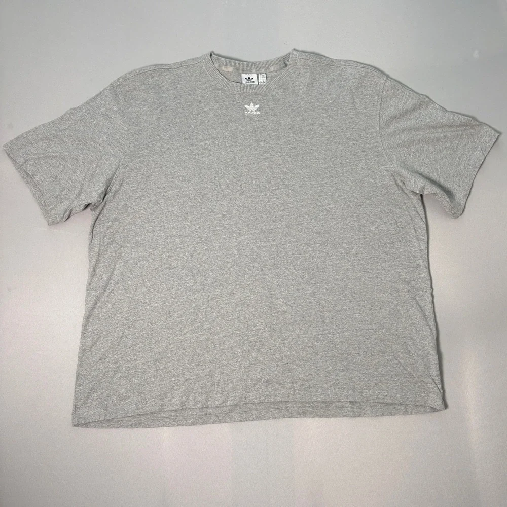 Adidas Originals Mens XL Trefoil Logo Embroidered Heather Gray T-Shirt Short Slv